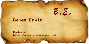 Benes Ervin névjegykártya
